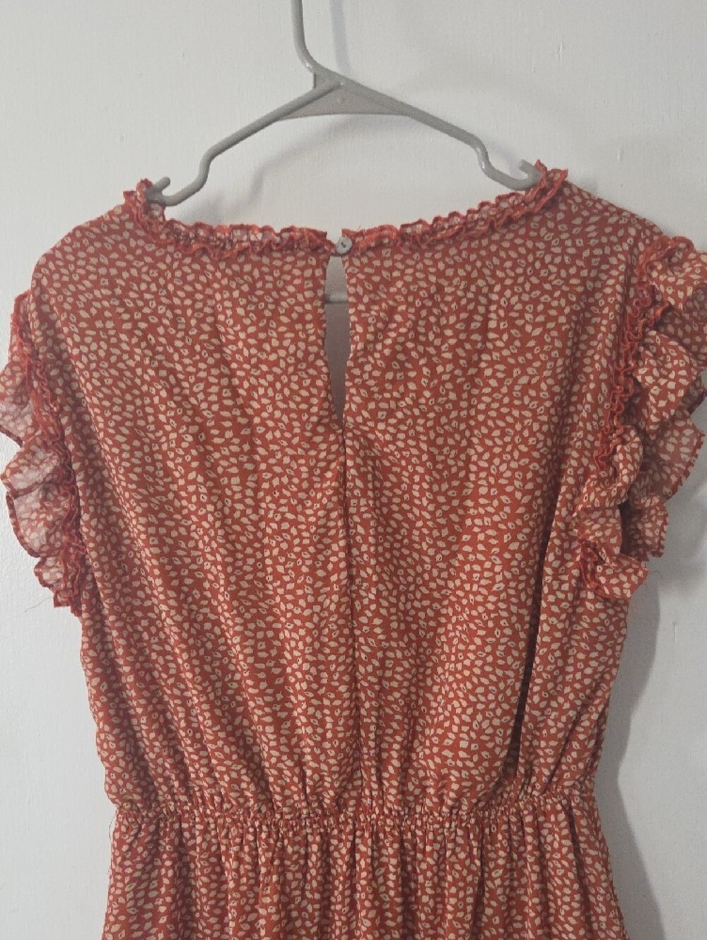 She + Sky Rust Floral Tie-Front Tiered Midi Dress - Picture 6 of 6